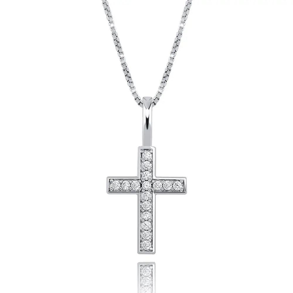 925 Sterling Silver Ice Zircon Cross Pendant Gold, Silver; Rose Gold Fashion Jewelry - My Store