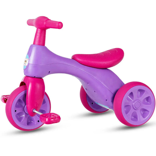 2 in 1 Kids Tricycle Balance Training Bike Ride on Toy Bike3 Wheels Pink