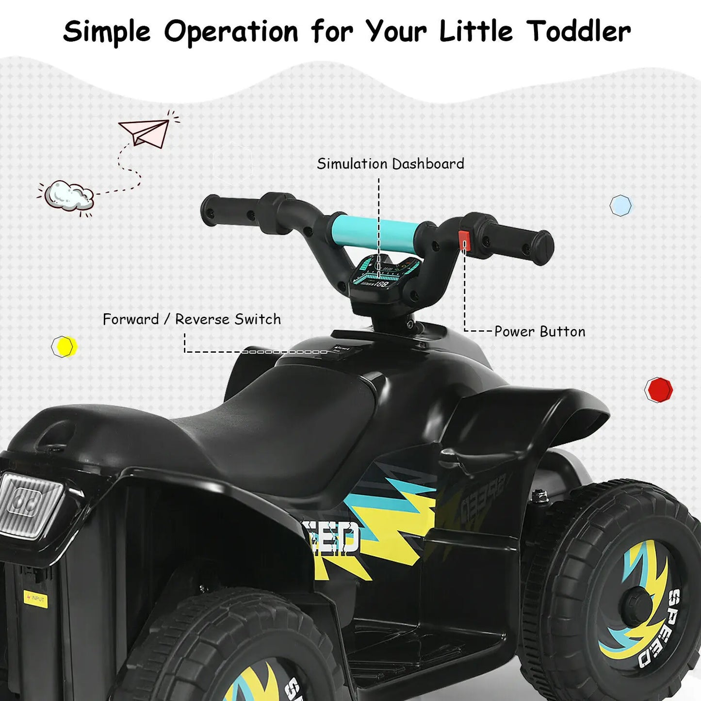 6V Kids Electric Quad ATV 4 Wheels Ride On Toy Toddlers Forward&Reverse