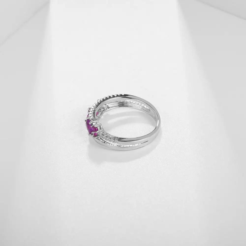 GEM'S BALLET Natural Amethyst Birthstone Finger Rings - Classic Wedding Band Ring - My Store