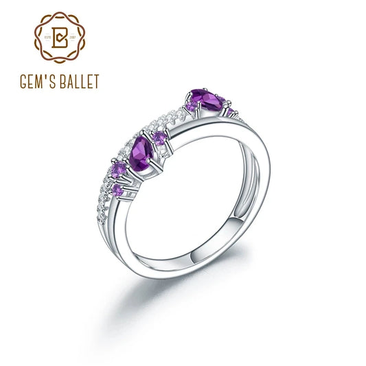 GEM'S BALLET Natural Amethyst Birthstone Finger Rings - Classic Wedding Band Ring - My Store