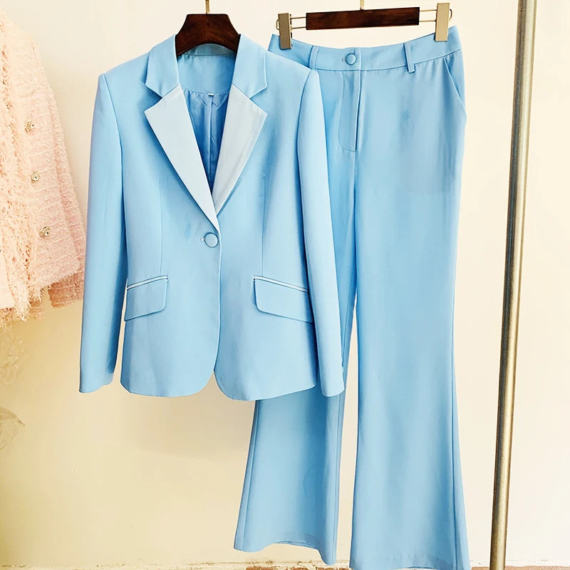 Newest 2024 Designer Runway Suit Set-Women's Slim Fitting Single Button Blazer - My Store