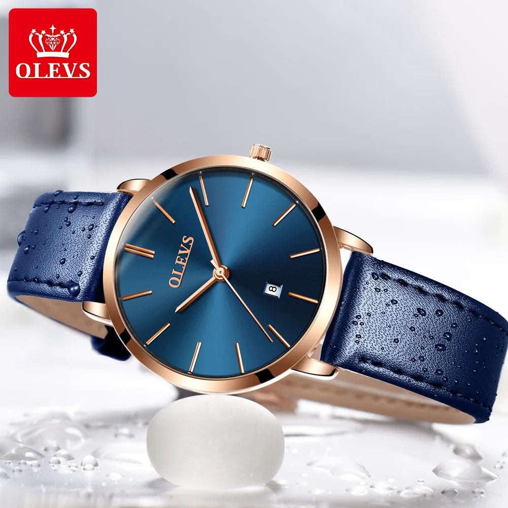 OLEVS Women Watch/Casual Leather/Luxury Quartz/Ultra Thin Surface 6.5MM5869 - My Store