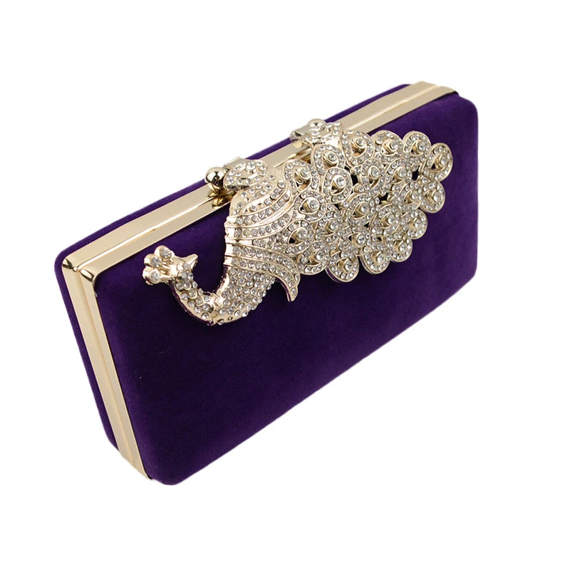 Peacock Diamonds Women Evening Bags-6 Colors-Small Day Clutches