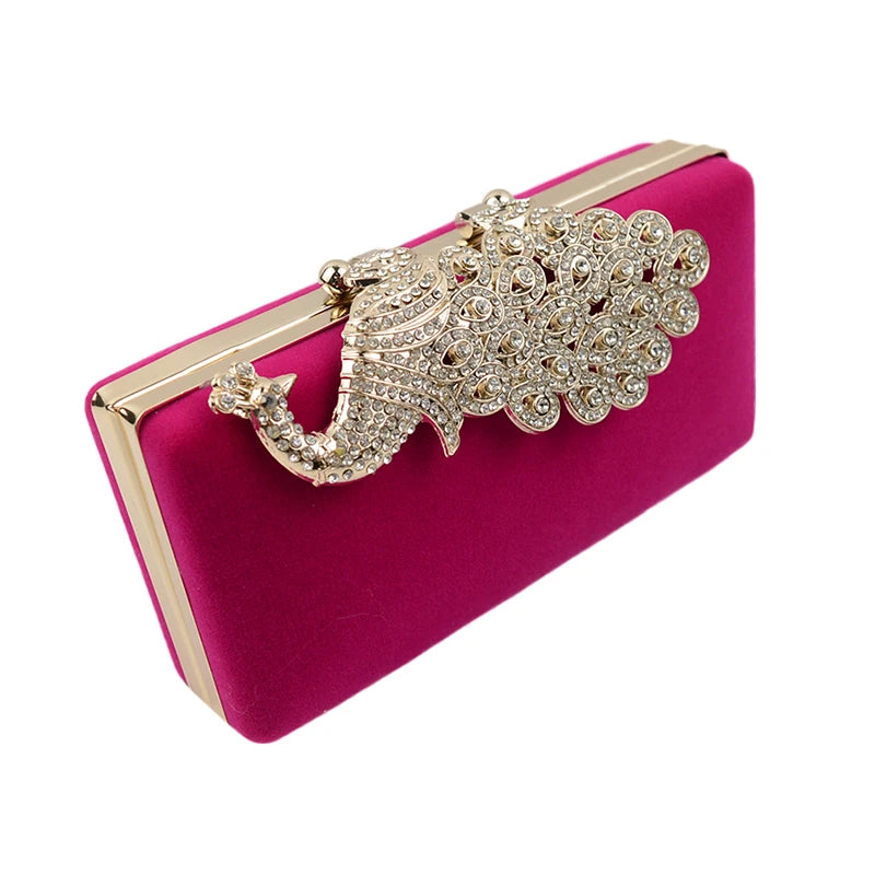 Peacock Diamonds Women Evening Bags-6 Colors-Small Day Clutches