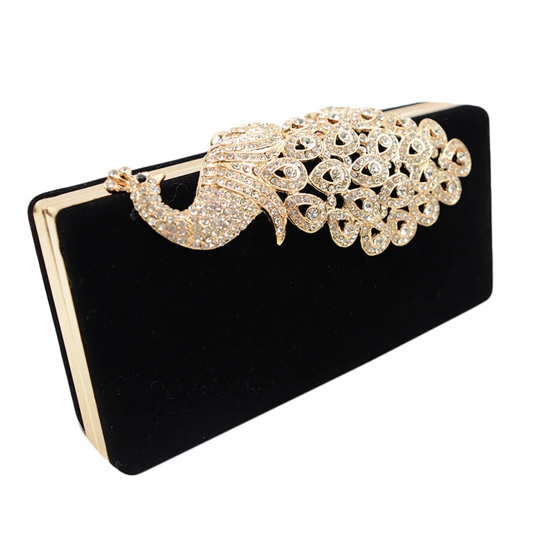 Peacock Diamonds Women Evening Bags-6 Colors-Small Day Clutches