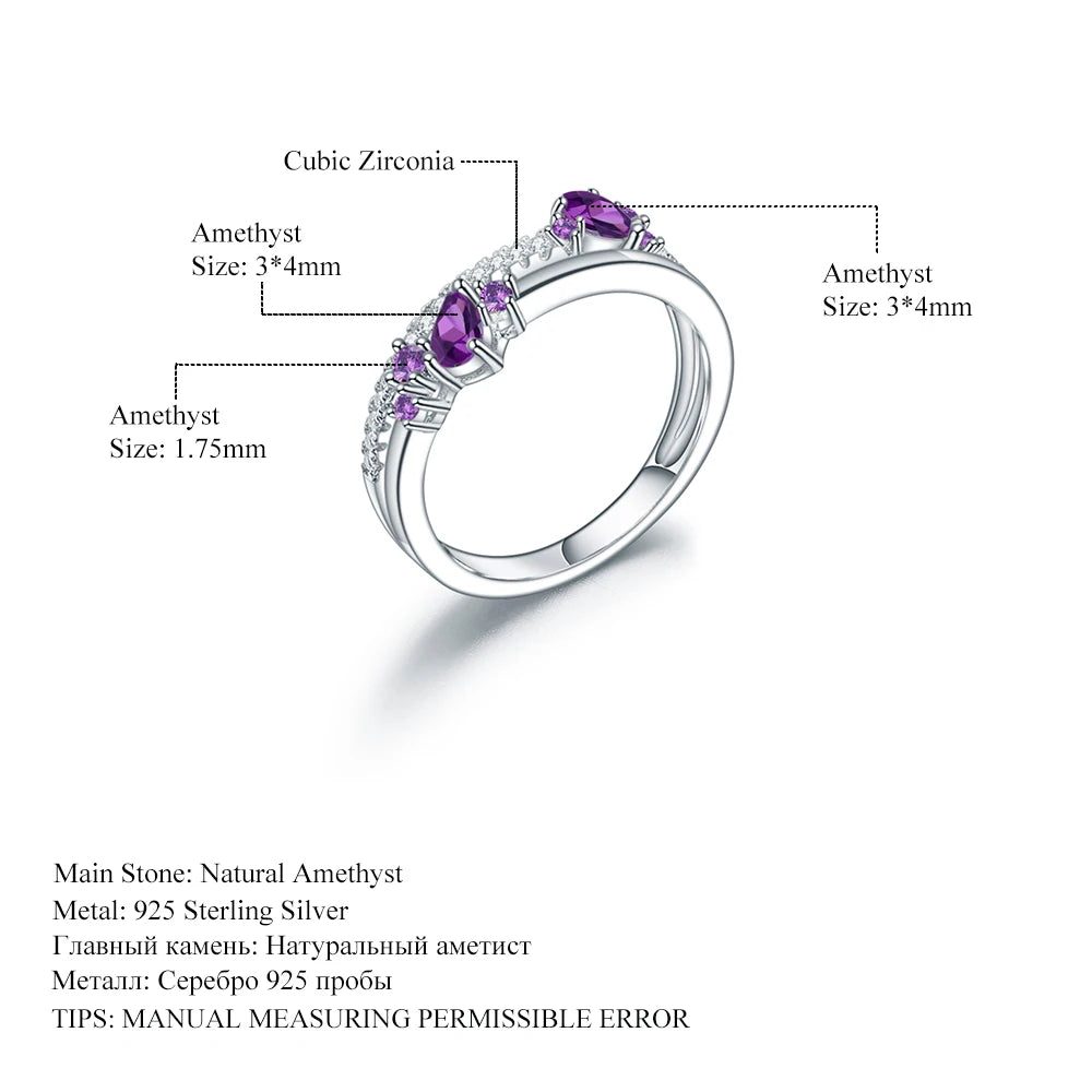 GEM'S BALLET Natural Amethyst Birthstone Finger Rings - Classic Wedding Band Ring - My Store