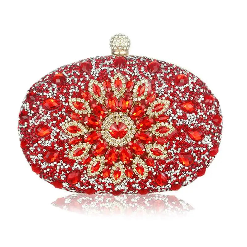 Diamond Silver Floral Crystal Sling-Woman Clutch Bag Cell Phone Pock+Multi Colors