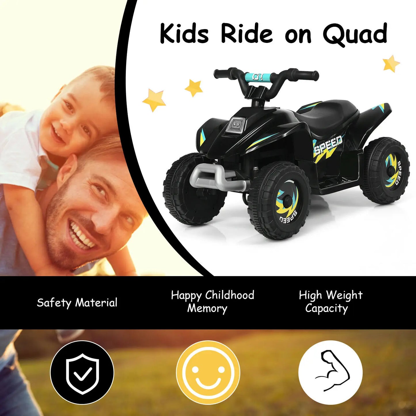 6V Kids Electric Quad ATV 4 Wheels Ride On Toy Toddlers Forward&Reverse