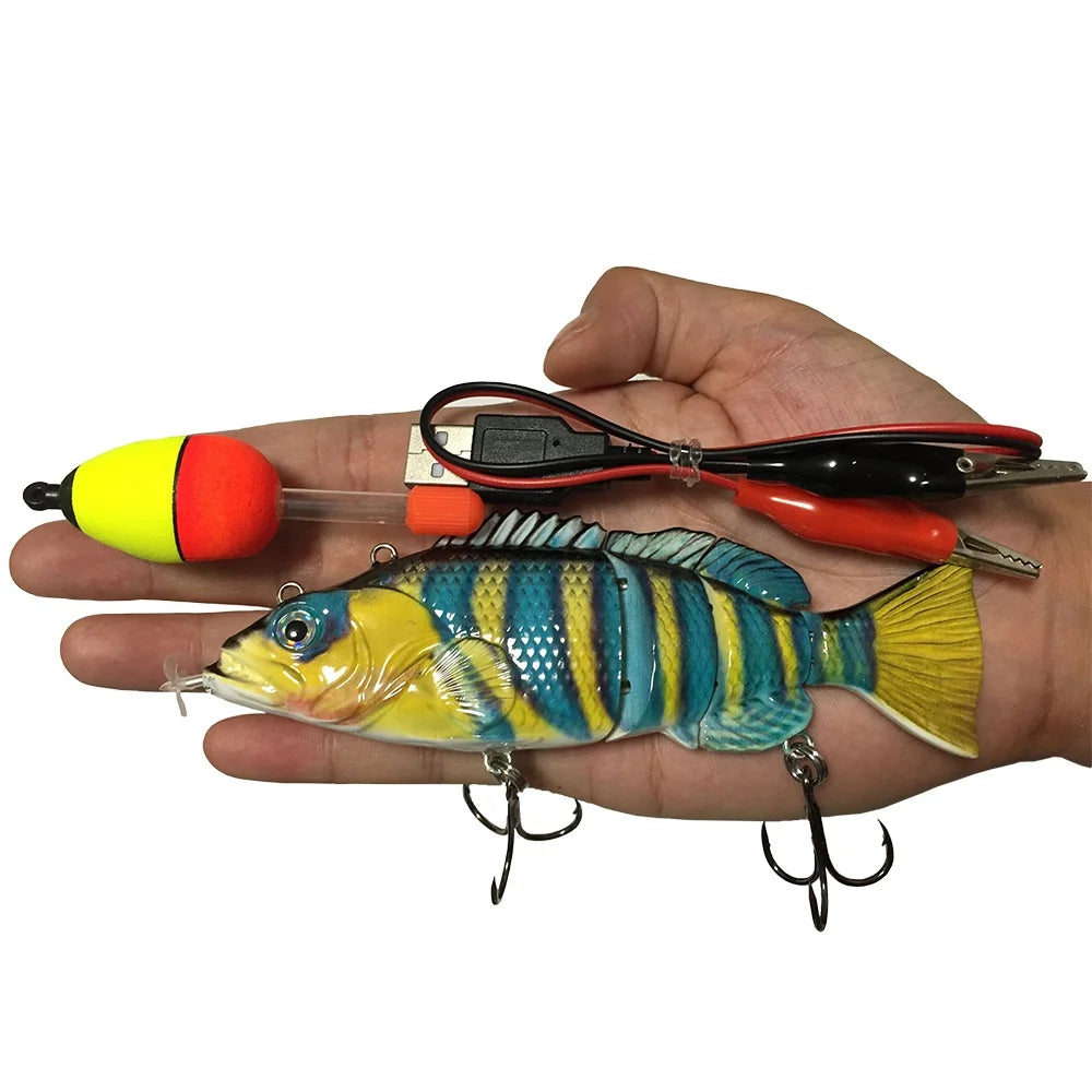 New 13CM Fishing Bait Electric Auto Swimming Luress 4-Segment Wobblers For Outdoor Sport Swimbait Fishing Lure USB Rechargeable