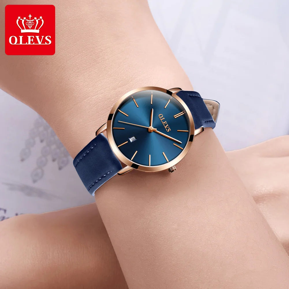 OLEVS Women Watch/Casual Leather/Luxury Quartz/Ultra Thin Surface 6.5MM5869 - My Store