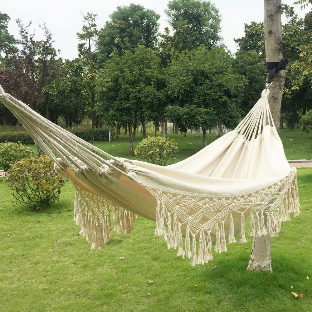 2 Person Hammock Large Brazilian Macrame Fringe Double Deluxe Hammock Swing Net Chair