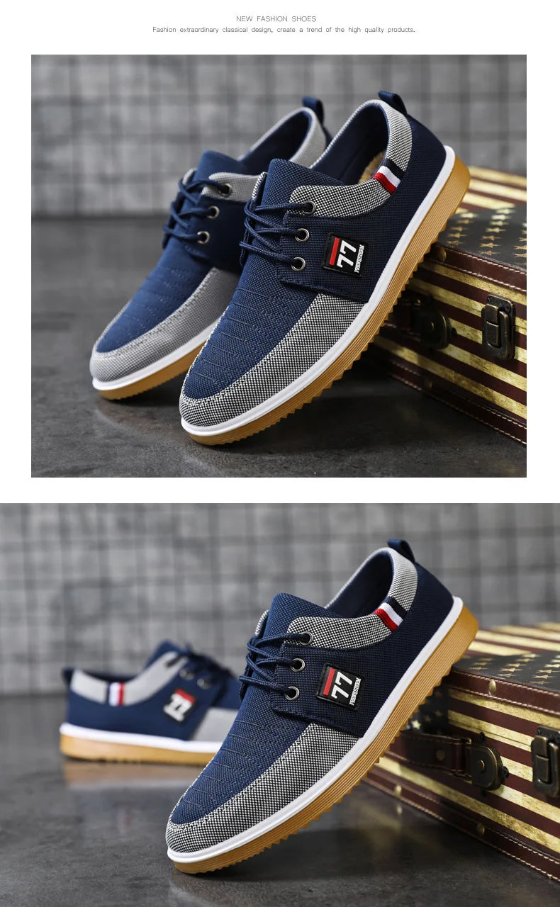 New Men's Canvas Shoes Lightweight Sports Shoe Casual Mesh Breathable Vulcanized Shoes for Men Classic Fashion Lace Up Work Shoe