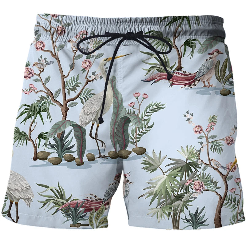 Mens Summer Beach Shorts-Beach Boxer Trunks peacock 3D Print-Casual Short Bermudas - My Store