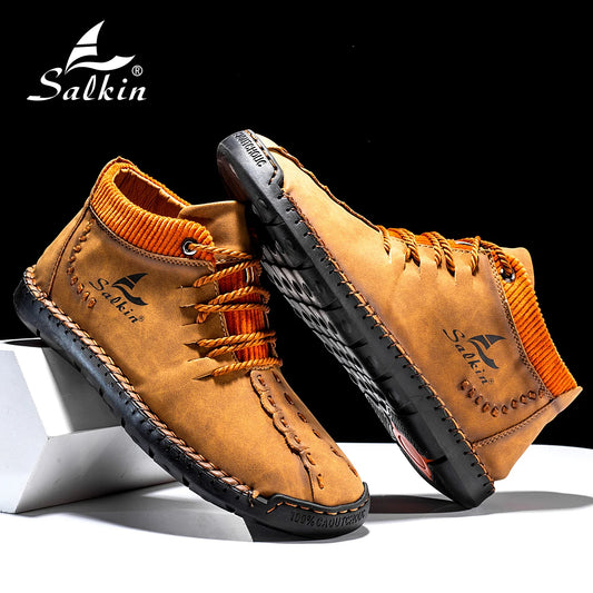 Men's Fashion Vintage Hand Stitching Soft Business Casual Leather Handmade Shoes - My Store