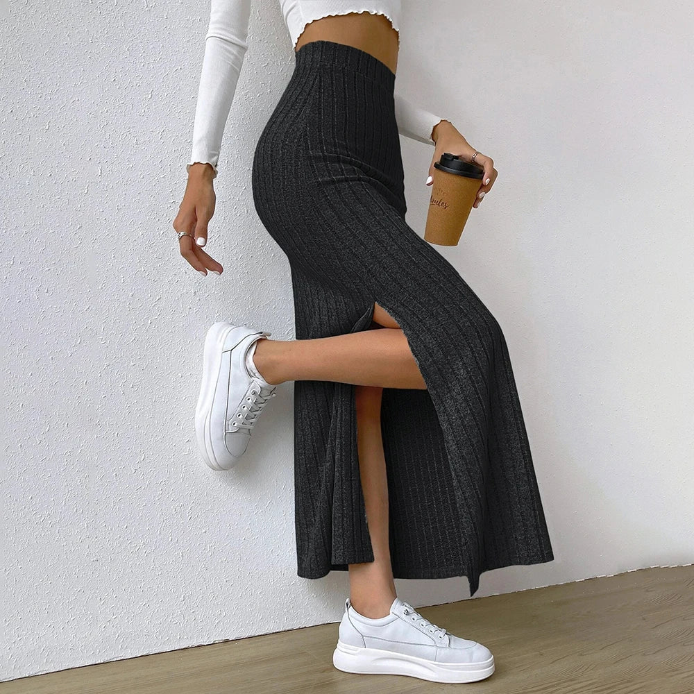 Plus Size Women Skirt Spring Summer Large Size Korean High Waisted Elastic Slim Hip Knit Sexy Bodycon Midi Skirt Female Clothing