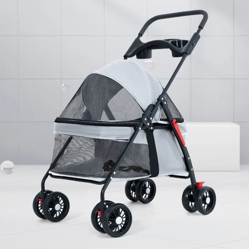 Pet Stroller Teddy Cat Dog Stroller Outing Small Dog Lightweight Foldable - My Store