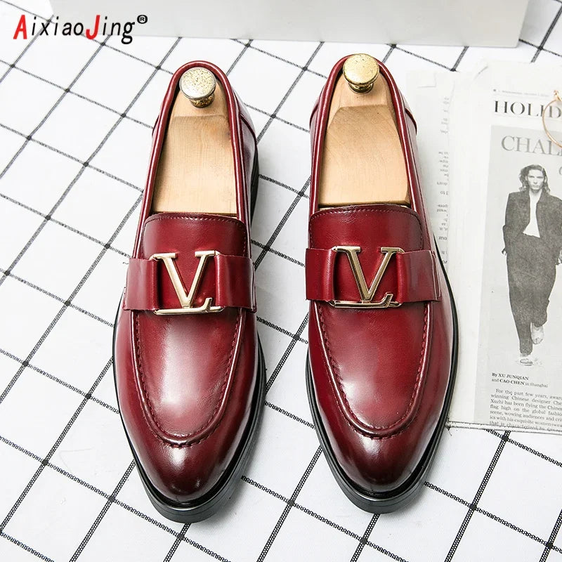 New Designer Men's Leather Shoes Trend Luxury Brand Business Pointed Toe - My Store