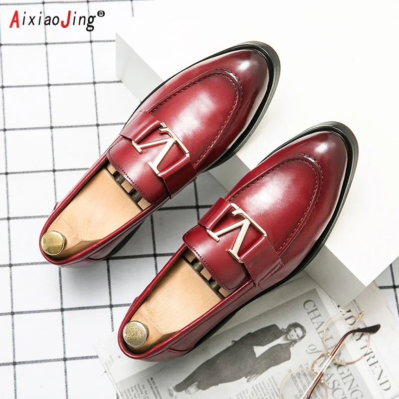 New Designer Men's Leather Shoes Trend Luxury Brand Business Pointed Toe - My Store