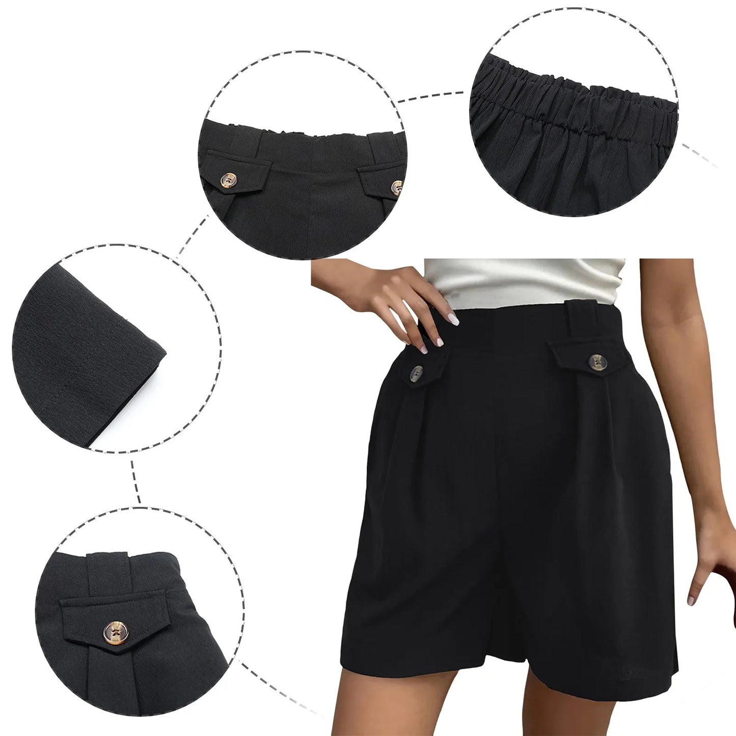 Women' S Pants Shorts+Women Cargo Shorts Fashionable High Waisted Casual Summer Stretch Utility Shorts