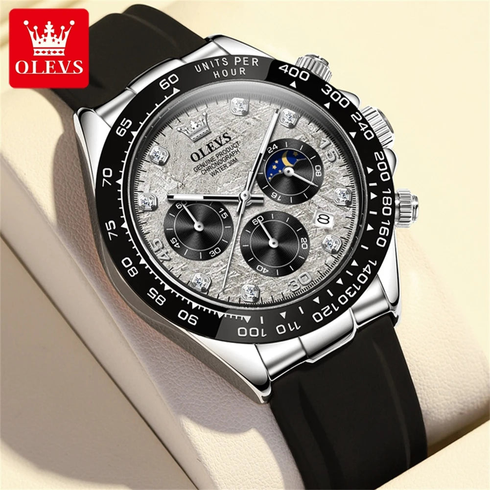 Quartz Watch for Men-Waterproof-Luminous Moon Phase-Chronograph Sport Wristwatch Moonswatch - My Store