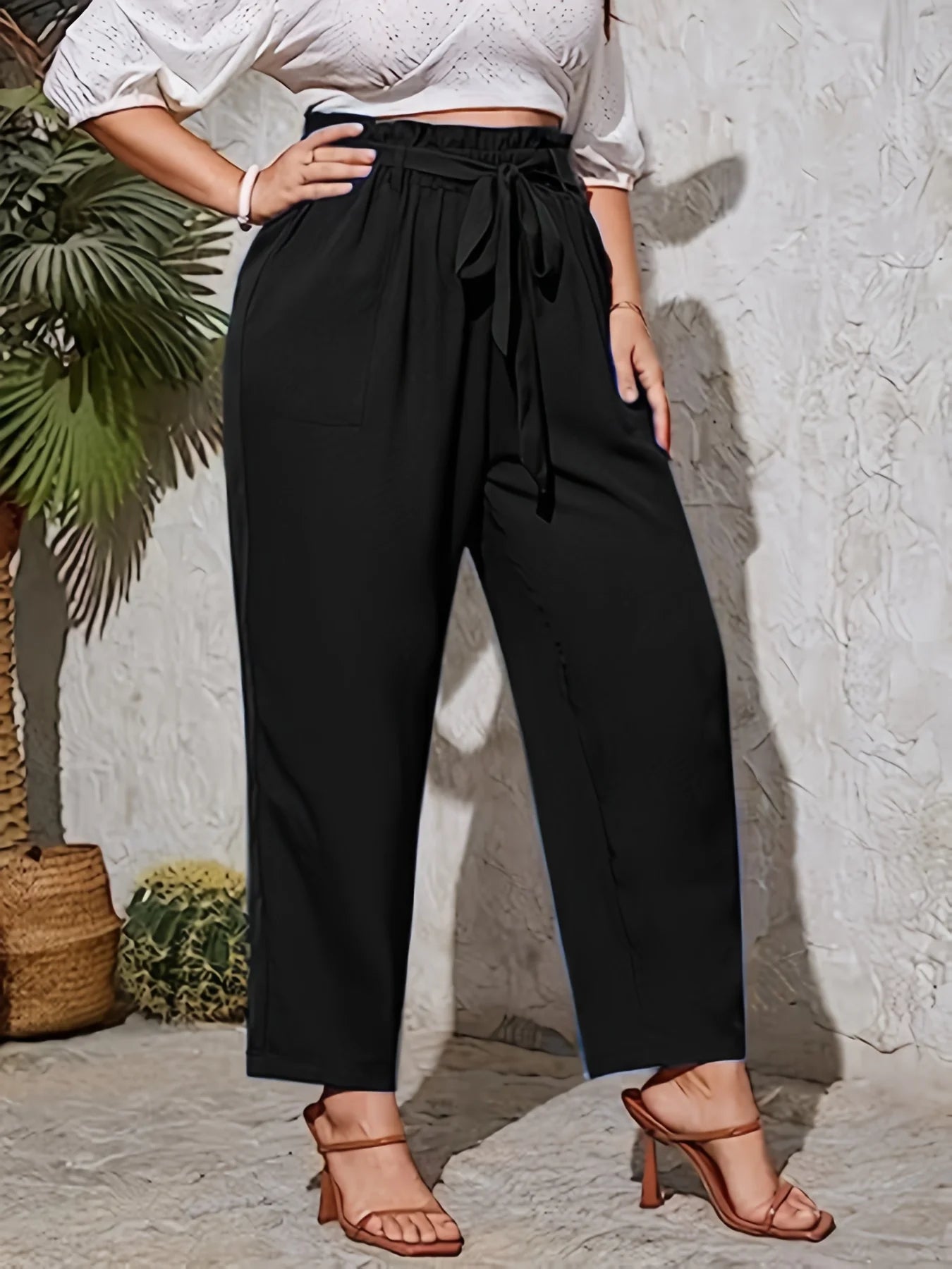 Summer plus size women United States high-waisted style drawstring pants - My Store