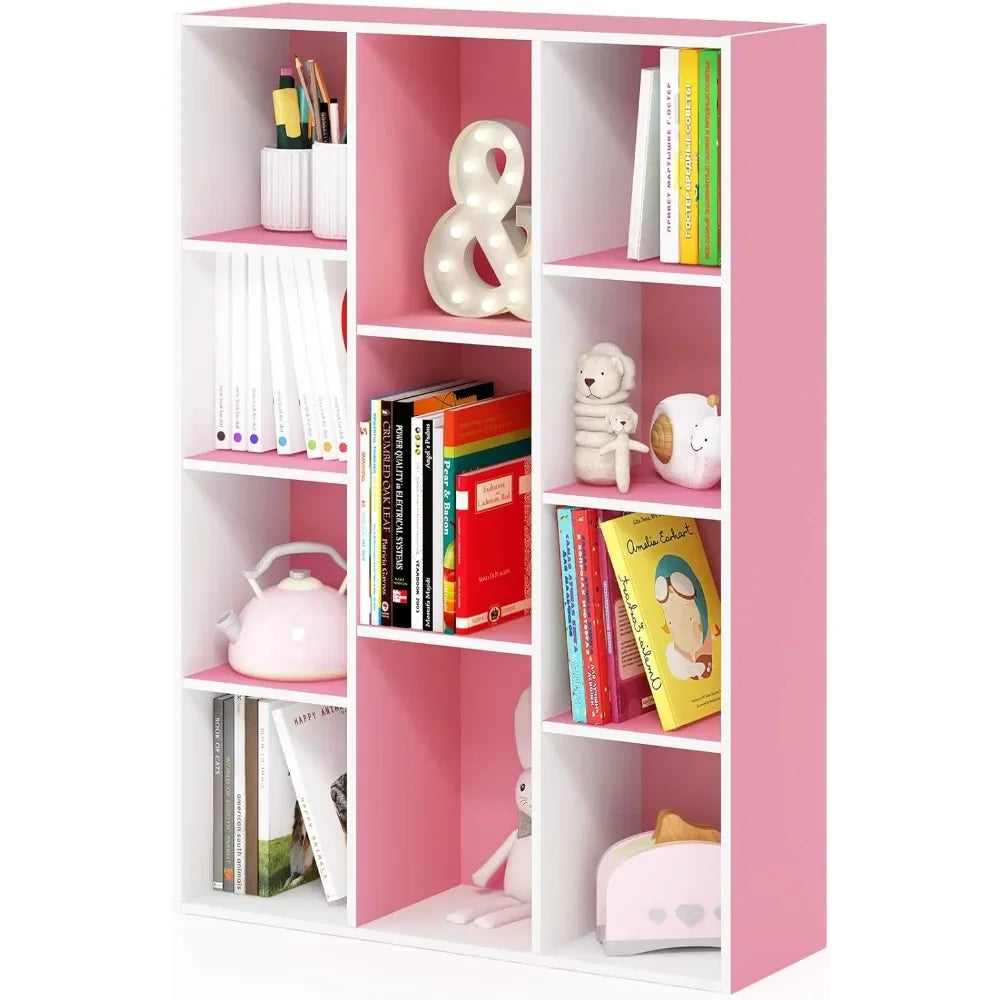 Children Bookcase / Book / Storage , 11-Cube, Book Shelf Dollhouse Bookcase, Pink