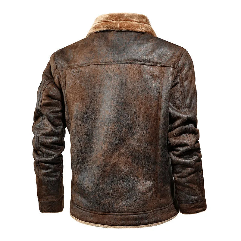 Men's autumn & winter new oversized plus-velvet thick leather-jacket fashion- coat size M-4XL - My Store