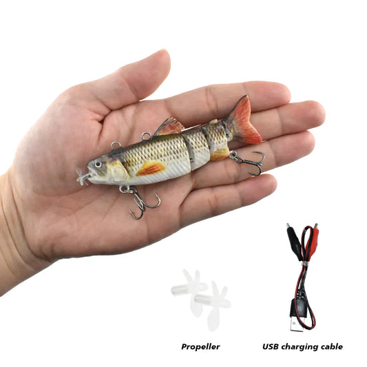 90mm mini Automatic Swimming Robotic Electric Fishing Lure Multi Jointed Bait- Auto Swimbait USB LED Light Wobbler for pike