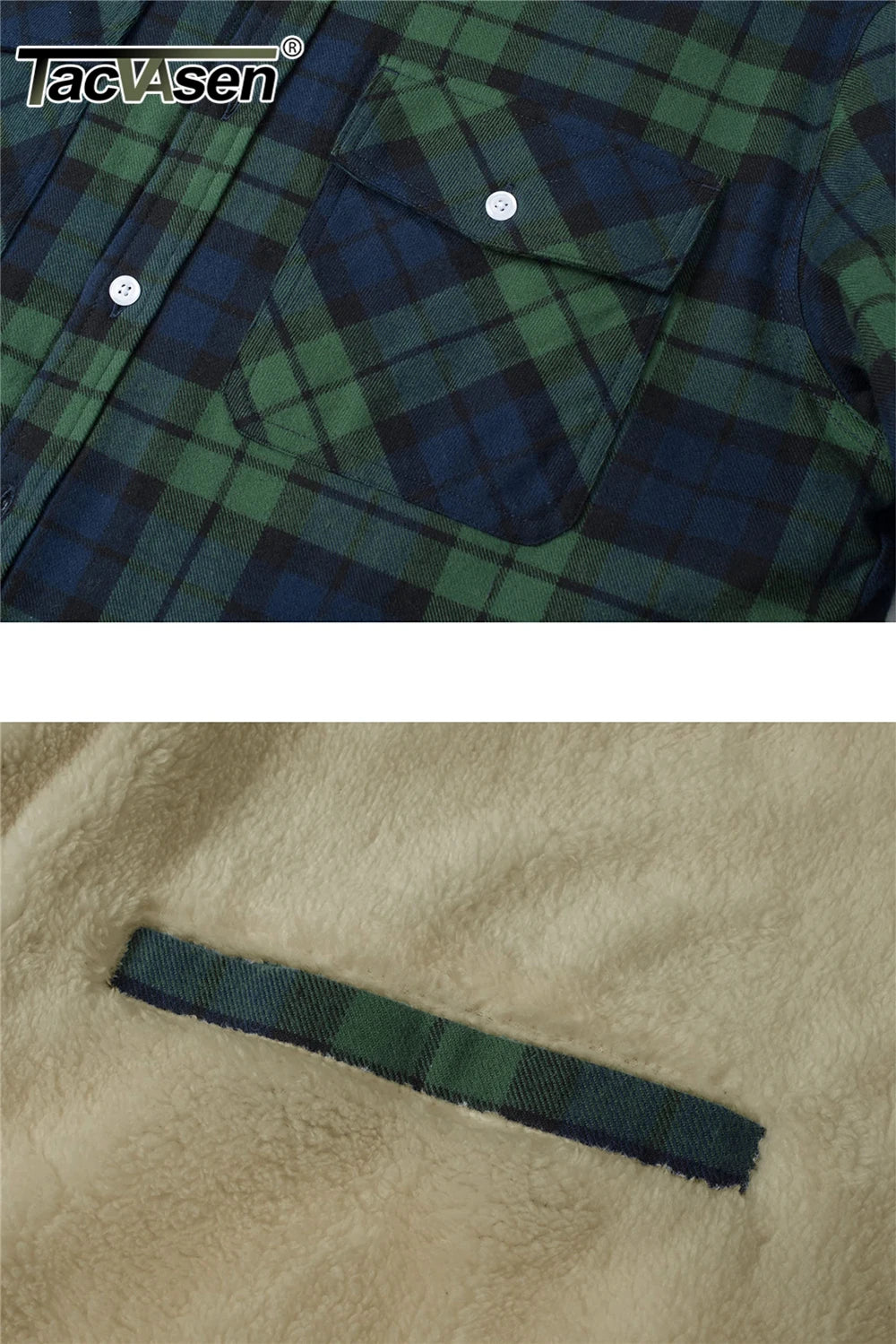 Fleece Lining Jackets Mens Flannel Cotton Jackets Plaid Casual Button Down Cargo