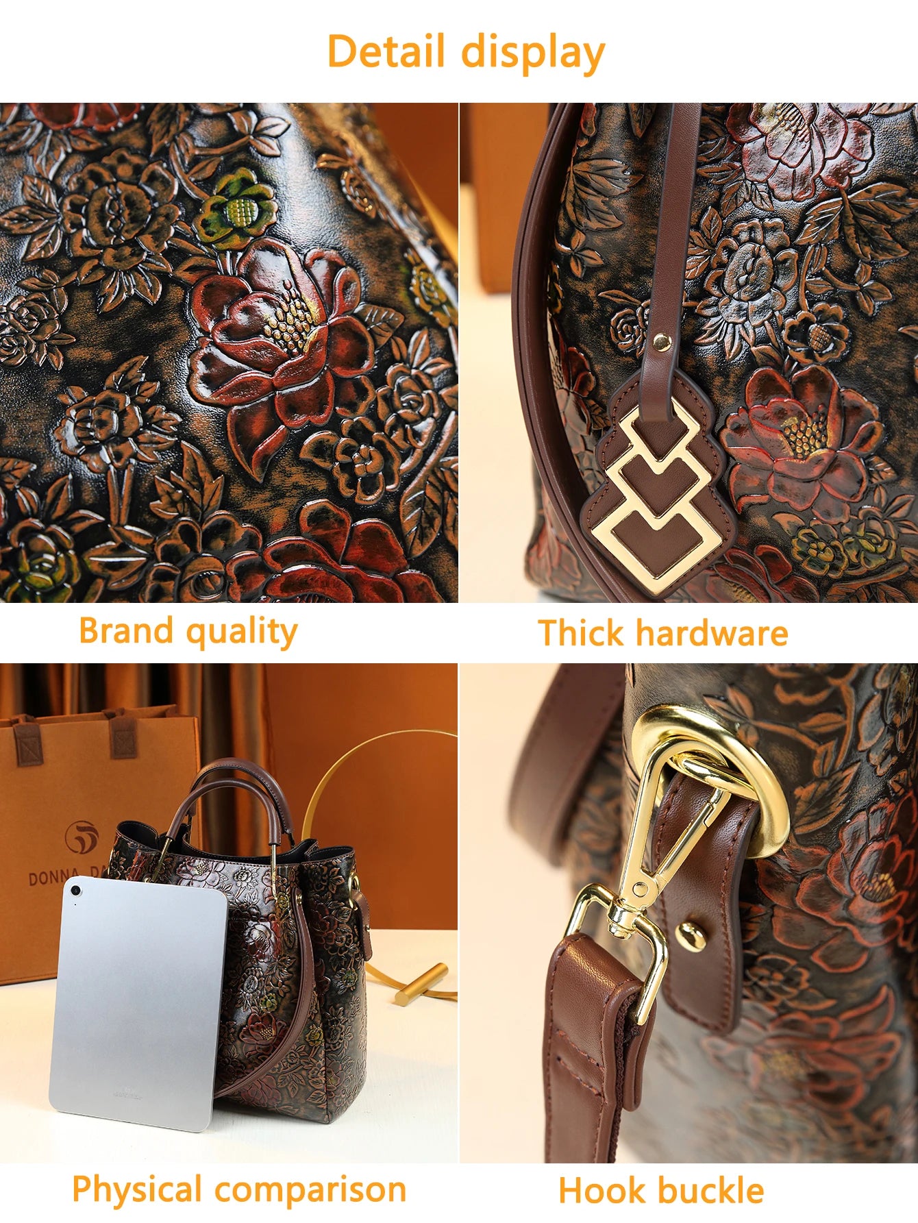 Women's Vintage Style Handbag 2024, Fashion Bucket Tote, Multifunctional Shoulder & Crossbody Bag