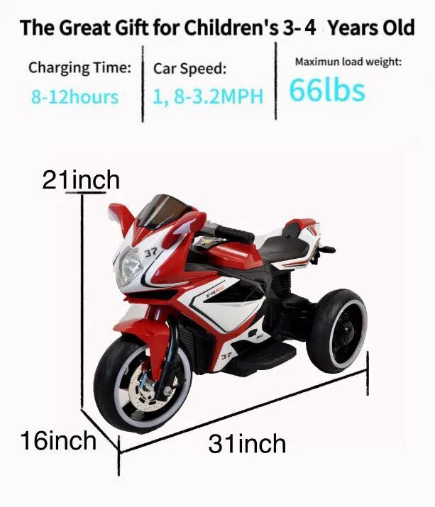 Plastic red 6V Kids Electric motorcycle/ Kids toys - My Store