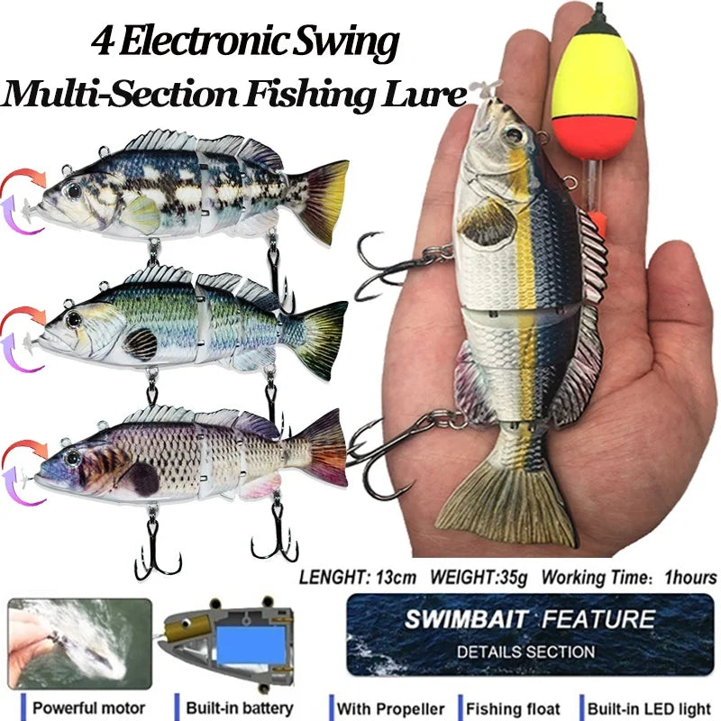 New 13CM Fishing Bait Electric Auto Swimming Luress 4-Segment Wobblers For Outdoor Sport Swimbait Fishing Lure USB Rechargeable