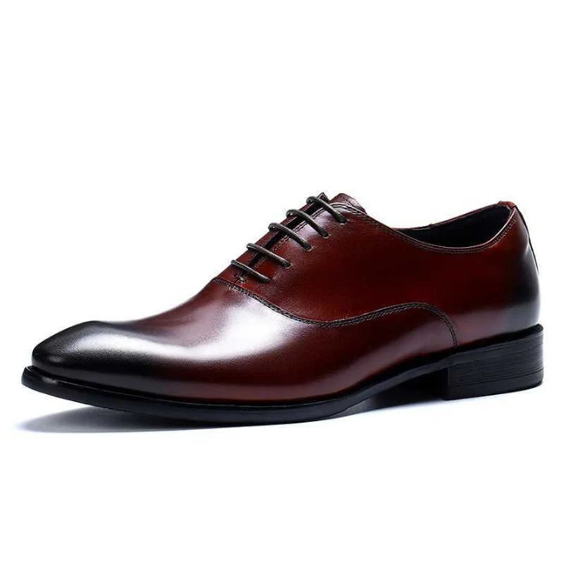 Mens Elegant Italian Handmade Pointed Toe Lace-Up Dress Shoes Genuine Leather Handmade - My Store