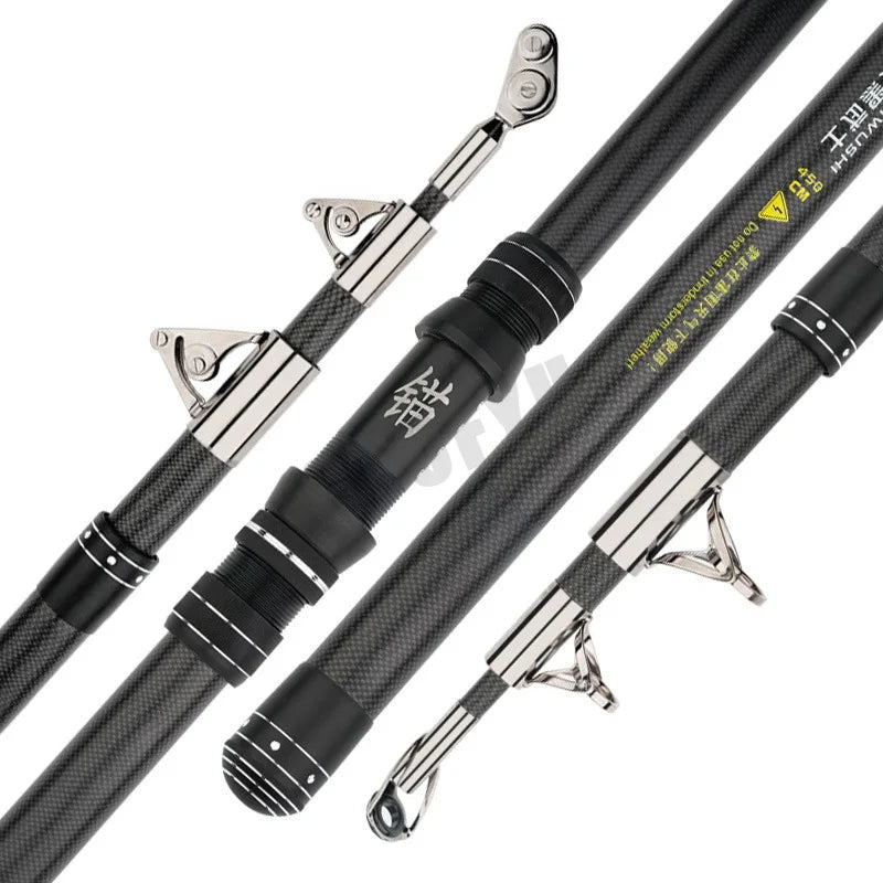 2.1-4.5M Carbon Fishing Rod 50kg above Superhard Long Distance Throwing-shot Rod Telescopic Sea Boat