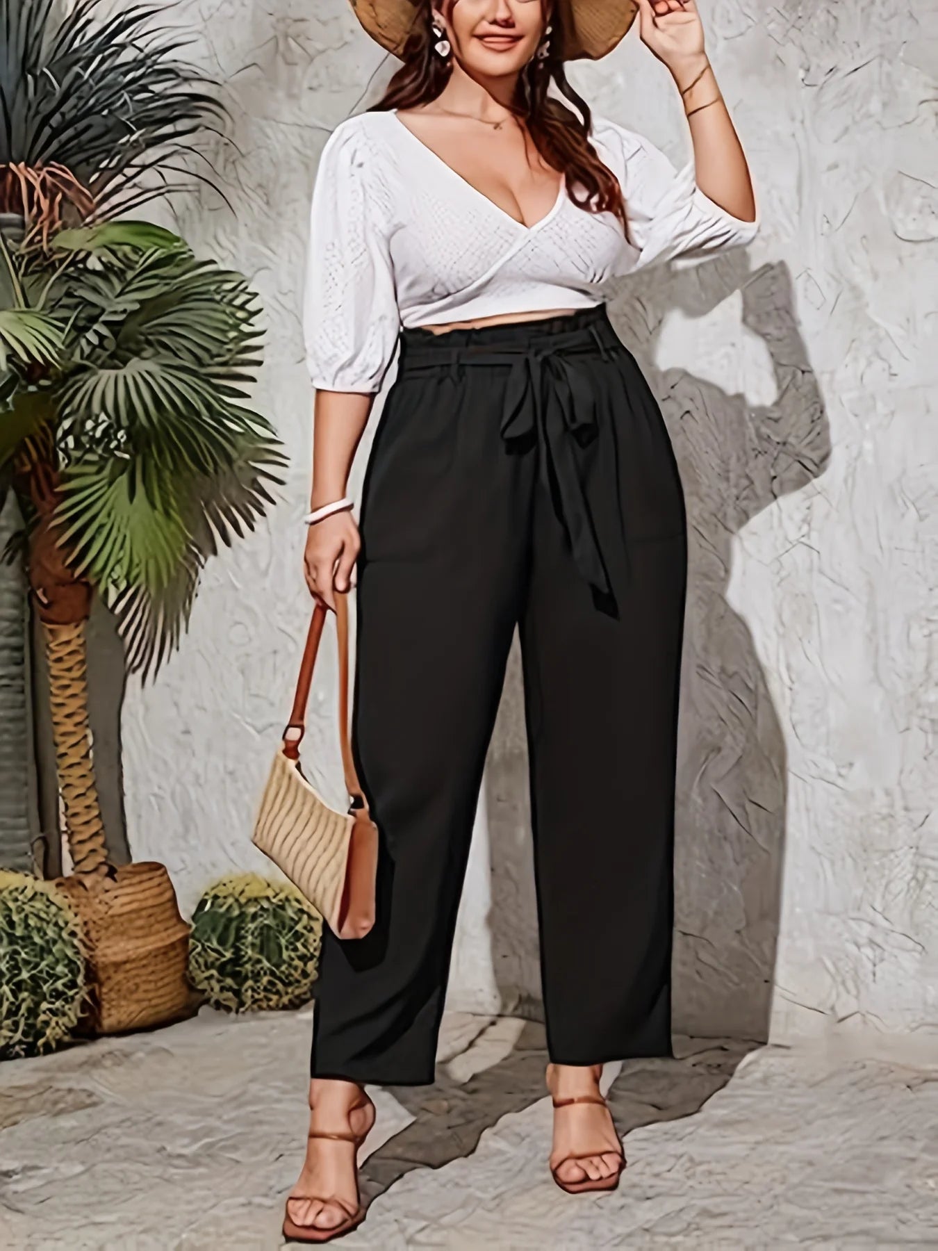 Summer plus size women United States high-waisted style drawstring pants - My Store