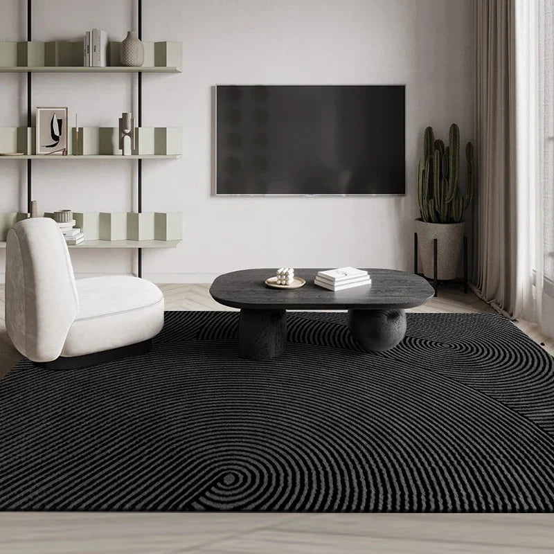 Carpet for Living Room Home Decor-Modern Minimalist Black-Large Area Bedroom Rug