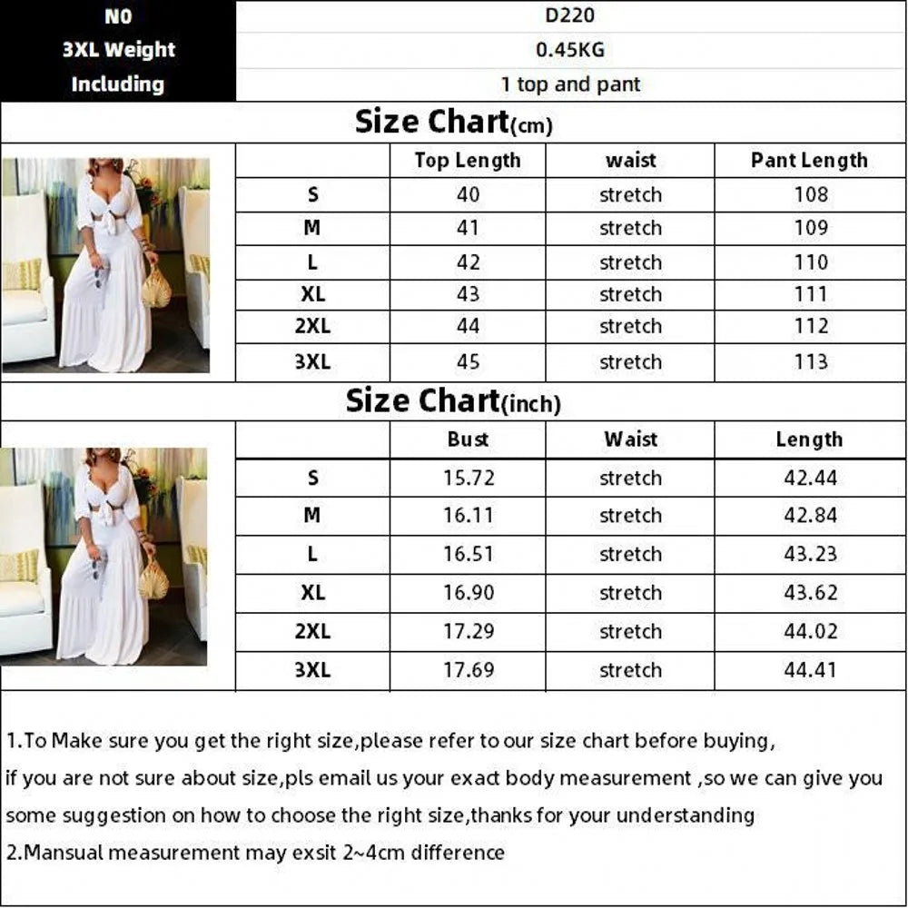 Plus Size Solid Color Women's Elegant Casual Evening Dress Wrapped In Chest Strap Top Wide Leg Pants Two-Piece Casual Set