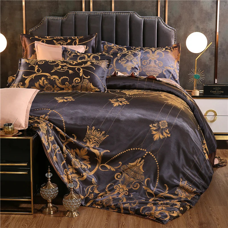 High End King Size Bedding Set Luxury European Wedding Bedding Sets Queen American Satin Double Duvet Cover Set 220x240