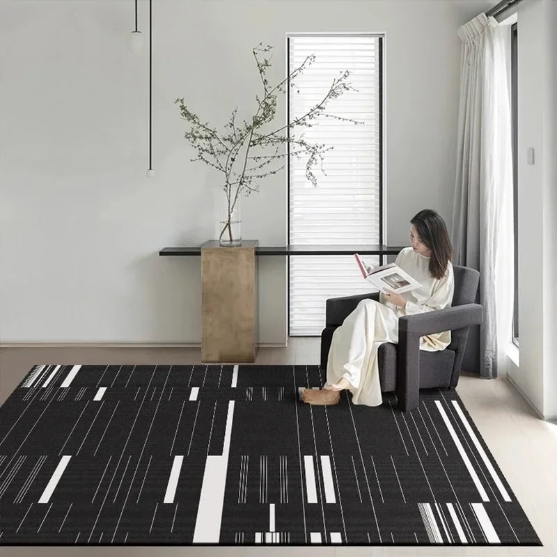 Carpet for Living Room Home Decor-Modern Minimalist Black-Large Area Bedroom Rug