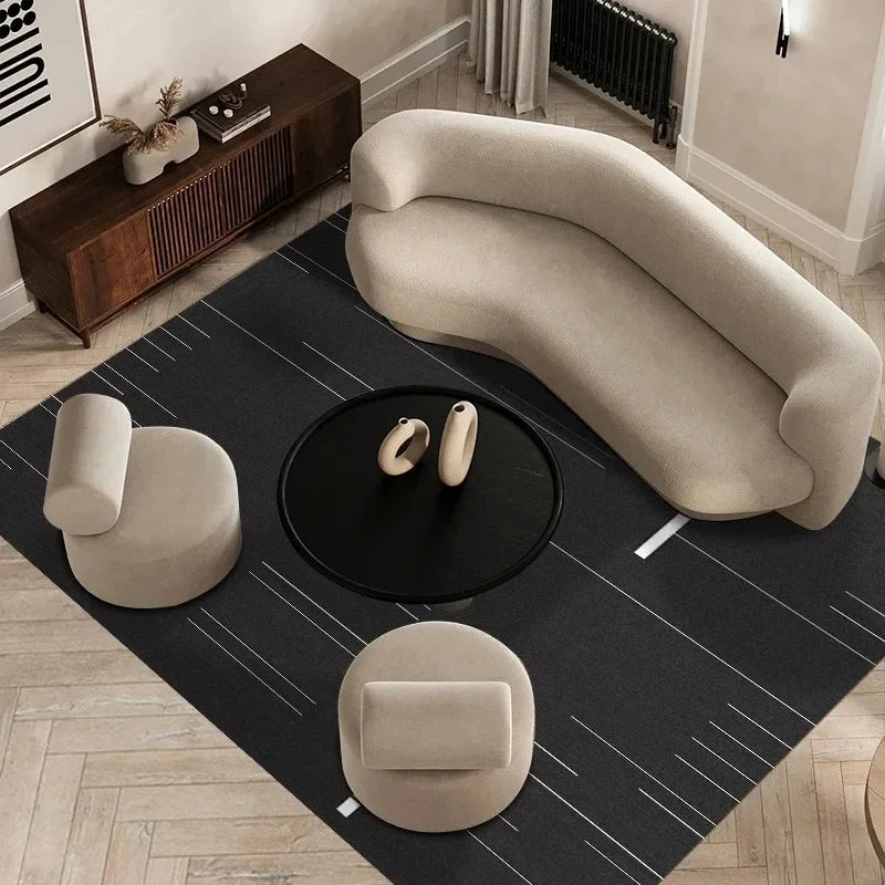 Carpet for Living Room Home Decor-Modern Minimalist Black-Large Area Bedroom Rug