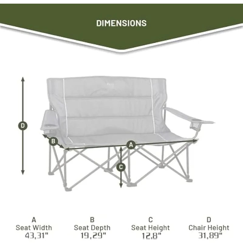 TIMBER RIDGE 2 Person Folding Loveseat Comfortable Double Foldable - My Store