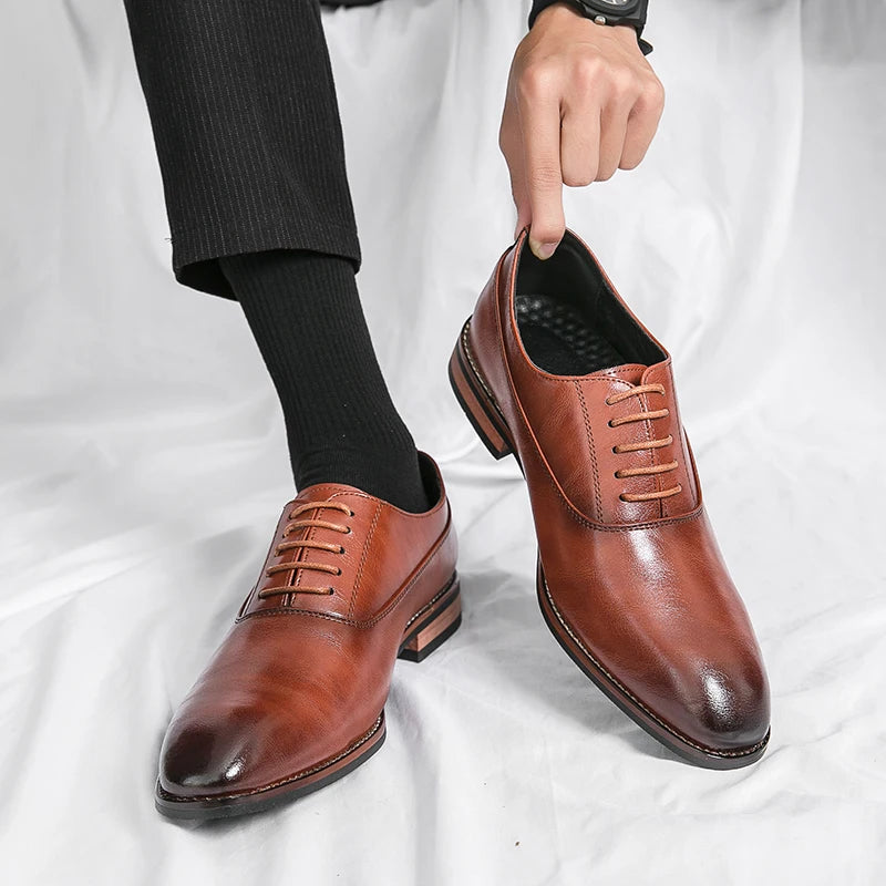 Luxury Quality Men Shoes-Fashion Casual Shoes Pointed Toe Oxford Wedding Leather Dress Shoes - My Store