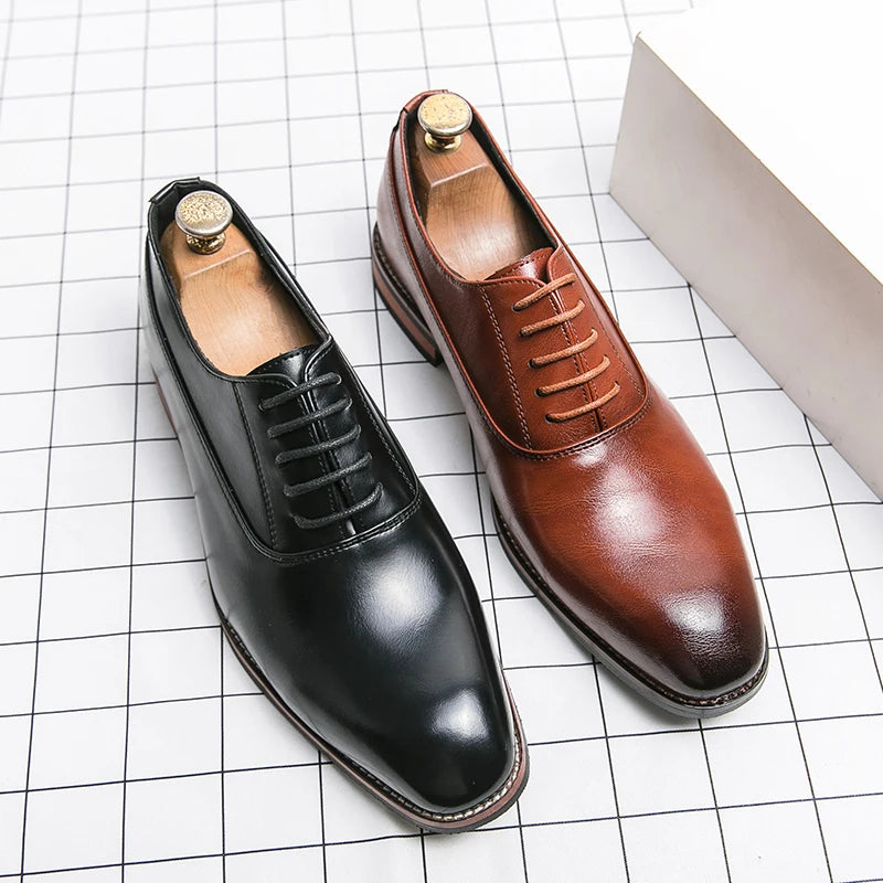 Luxury Quality Men Shoes-Fashion Casual Shoes Pointed Toe Oxford Wedding Leather Dress Shoes - My Store