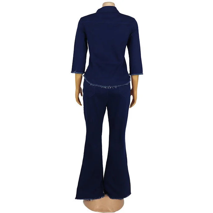 Women Clothes-Outfits Jeans Autumn Winter-New Thick Blouse & Long Trousers Fashion - My Store