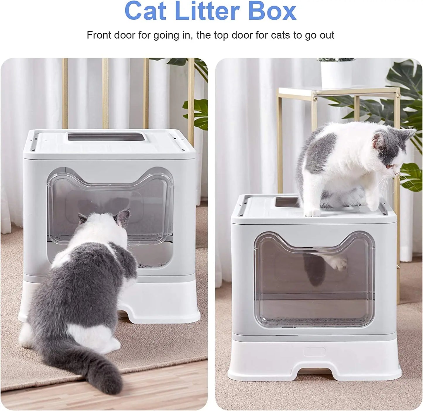 Front Entry Top Exit Cat Litter - Tray Box with Scoop and Drawer Foldable Pet Toilet Extra Large - My Store