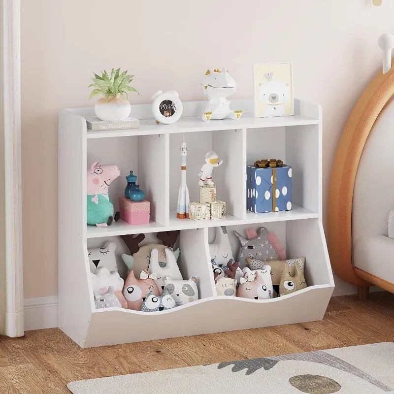 Kids Bookshelf and Bookcase Toy Storage Multi Shelf with Cubby Organizer Cabinet