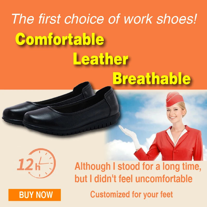 Work Shoes 2.5cm Flat Genuine Cowhide-Pregnant Women Preferred Choice