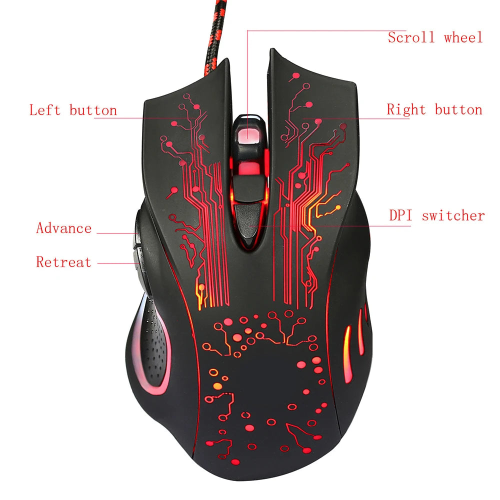 ORZERHOME LED Backlight Gaming Wired Mouse for PC Adjustable - My Store