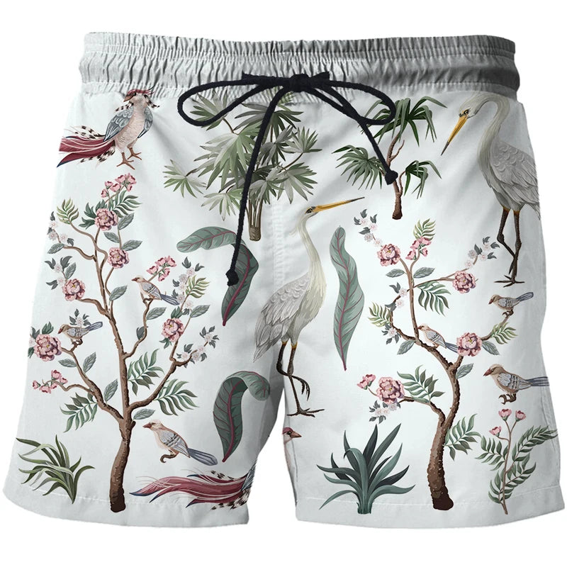 Mens Summer Beach Shorts-Beach Boxer Trunks peacock 3D Print-Casual Short Bermudas - My Store